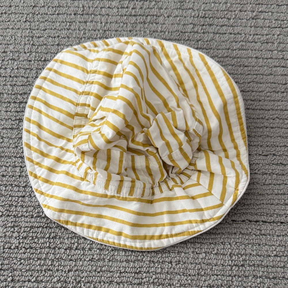 Kids Yellow & White Striped Bucket Sun Hat